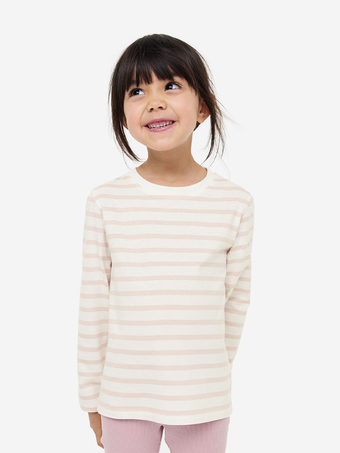 

H&M Girls Pure Cotton Long-Sleeved Jersey Top, Pink