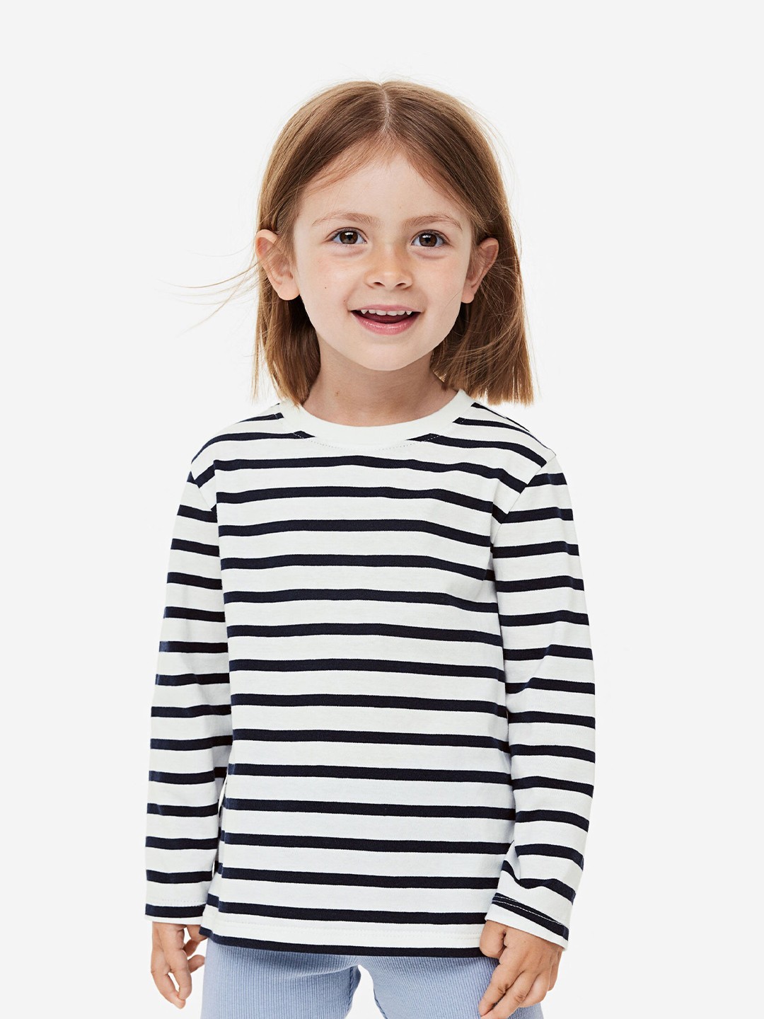 

H&M Girls Pure Cotton Long-Sleeved Jersey Top, White