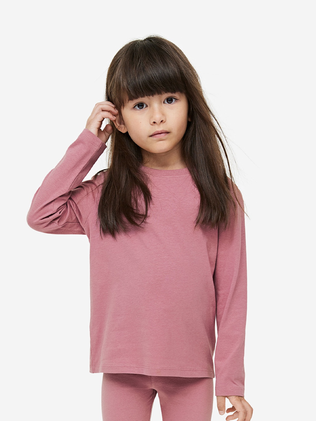 

H&M Girls Pure Cotton Long-Sleeved Jersey Top, Pink