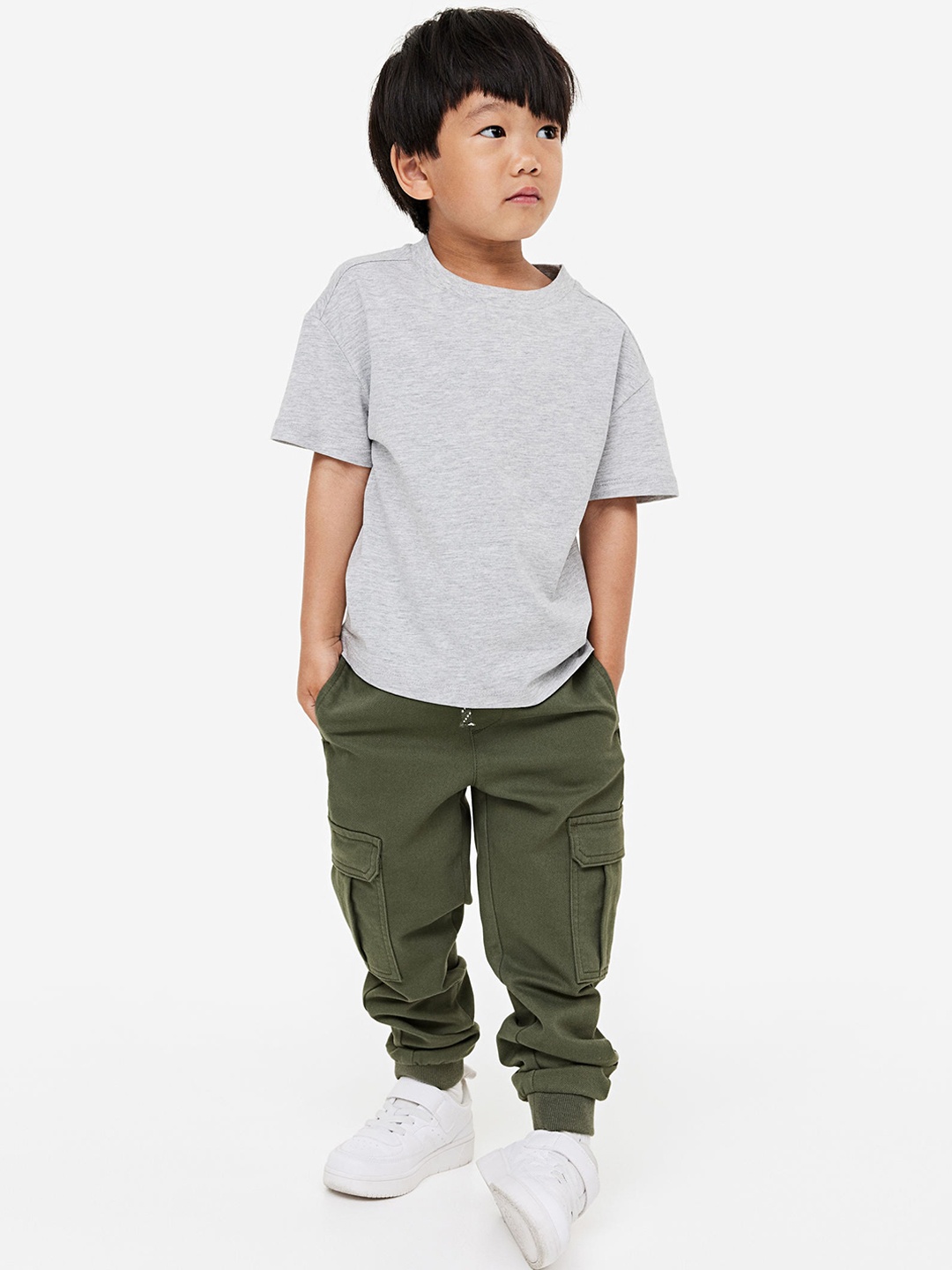 

H&M Boys Slim Fit Cargo Trousers, Green