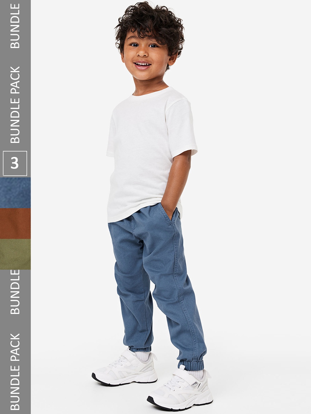 

H&M Boys 3-Pack Cotton Joggers, Blue