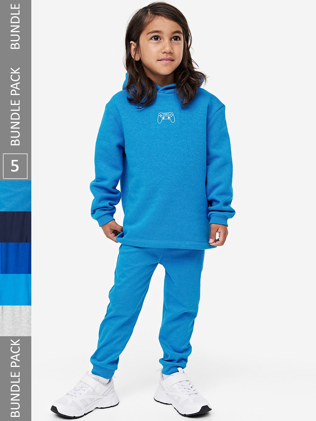 

H&M Boys 5-Pack Cotton Jersey Joggers, Blue