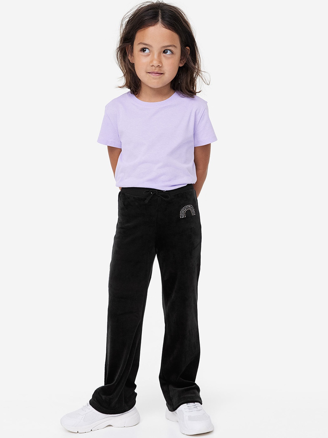 

H&M Girls Velour Trousers, Black