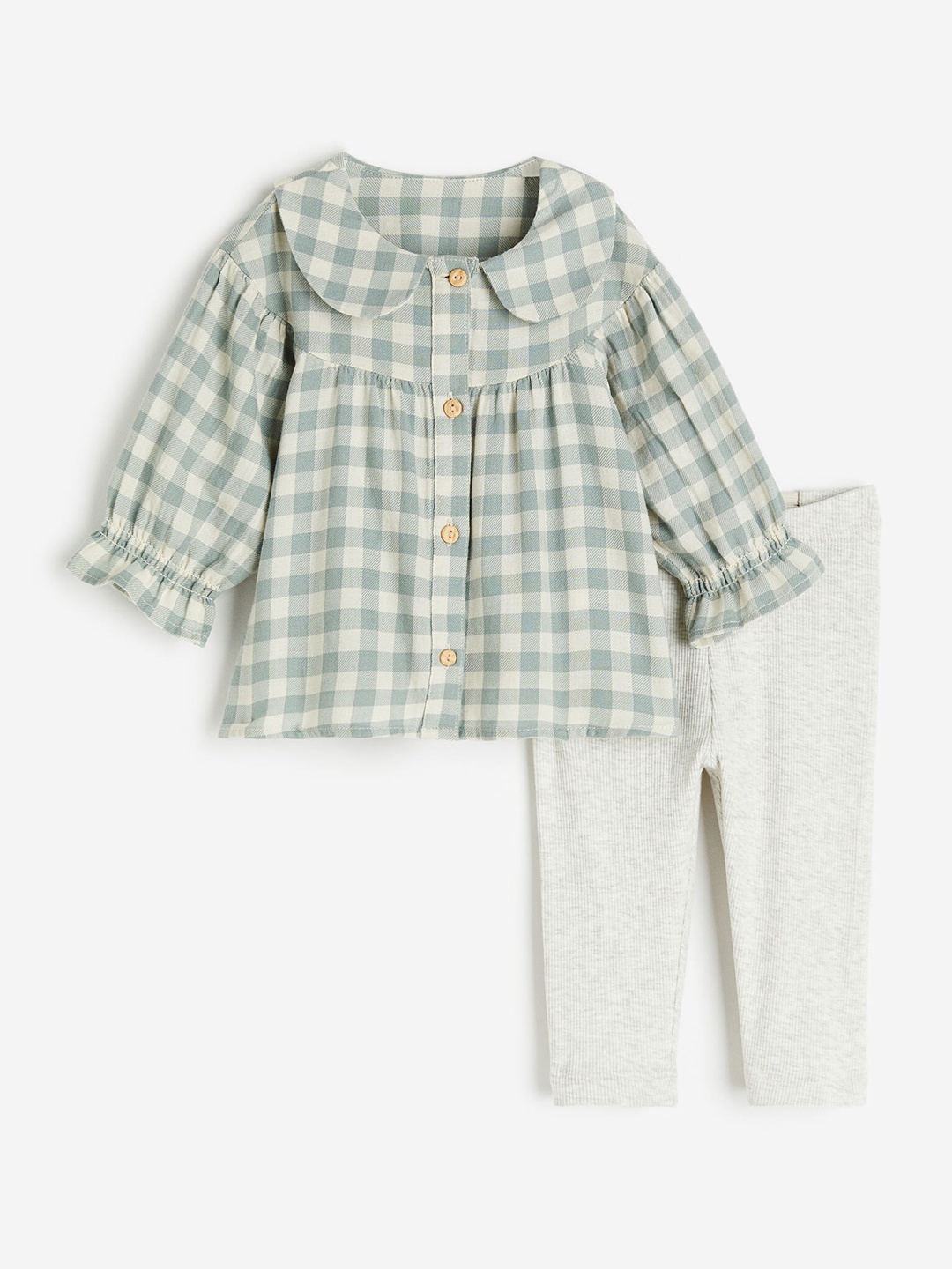

H&M Girls 2-Piece Cotton Set, Green