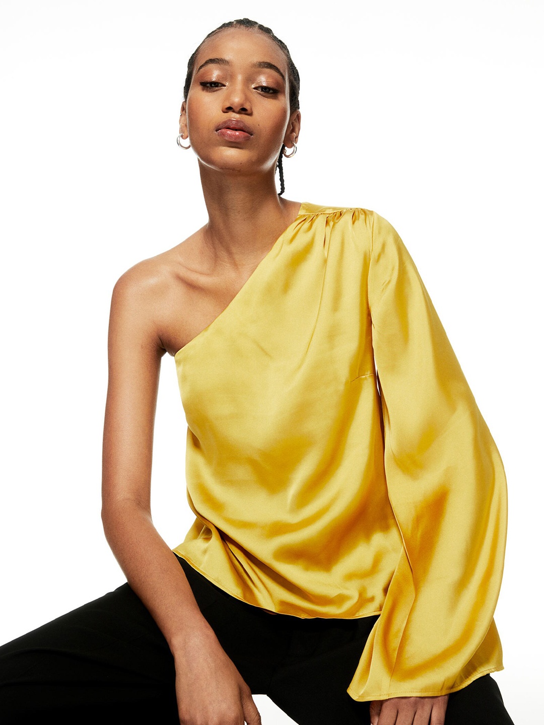 

H&M One-Shoulder Blouse, Yellow