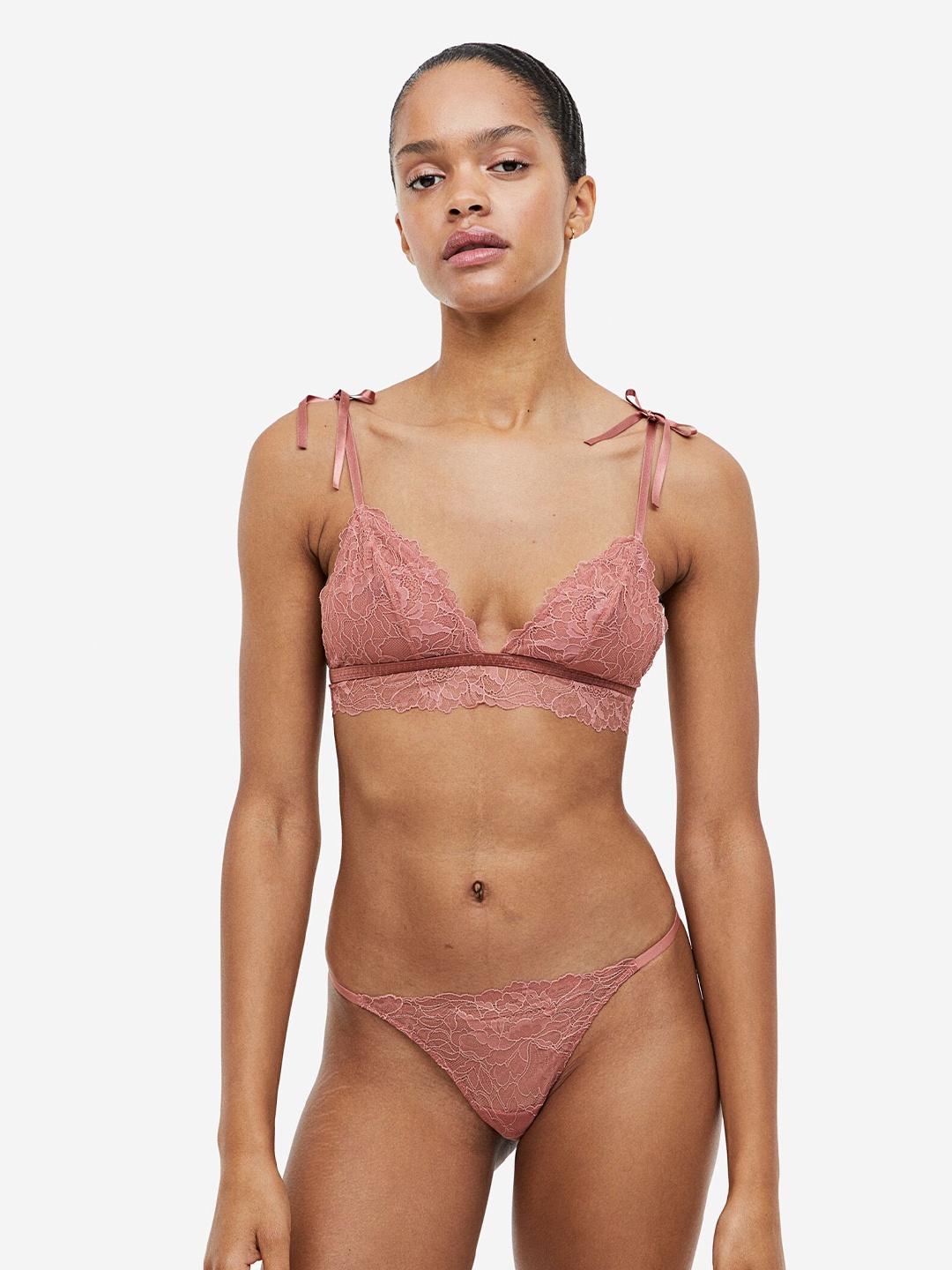 

H&M Soft Lace Bra, Pink