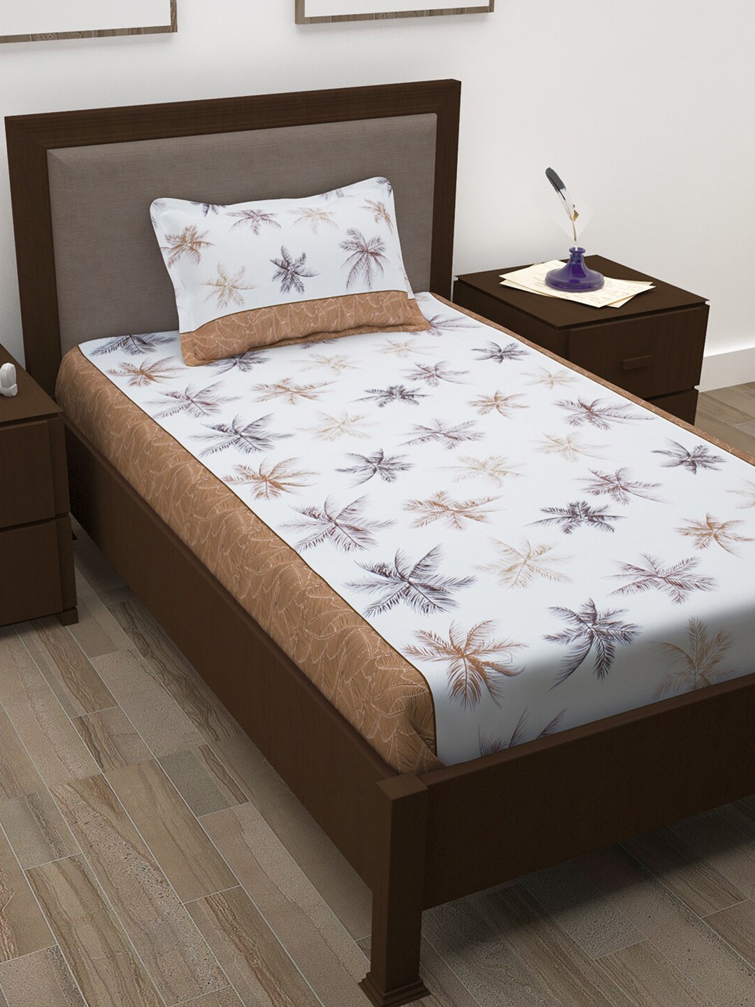 

Story@home White & Yellow Floral Cotton 144 TC Single Bedsheet with 1 Pillow Cover