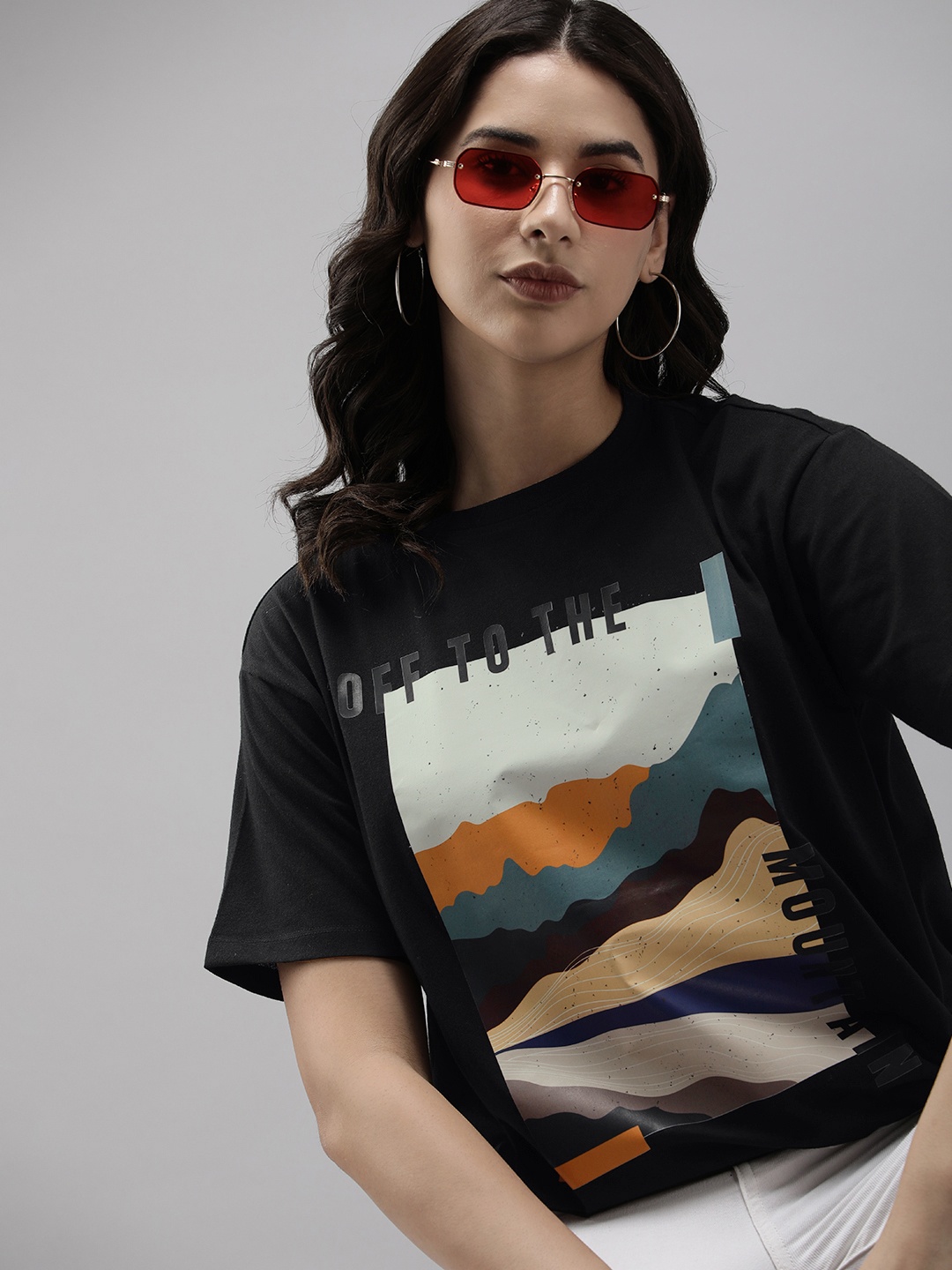 

Roadster Women Graphic Printed Bio Finish T-shirt, Black