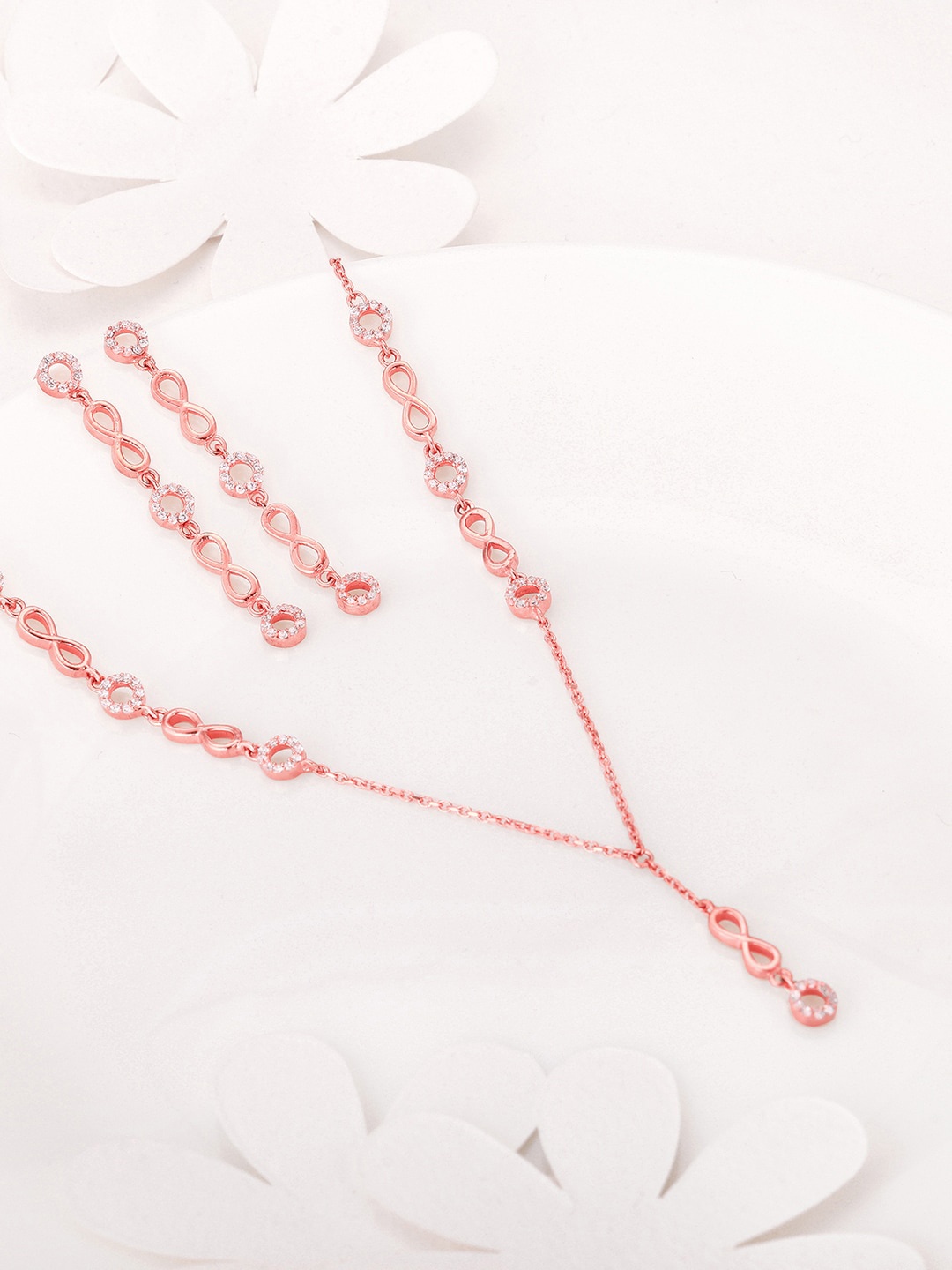 

GIVA Rose Gold-Plated Stone Studded Jewellery Set