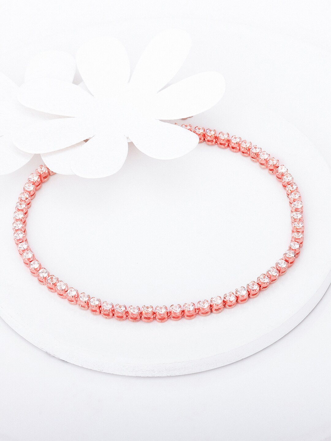 

GIVA 925 Sterling Silver Rose Gold-plated Stone-studded Anklet