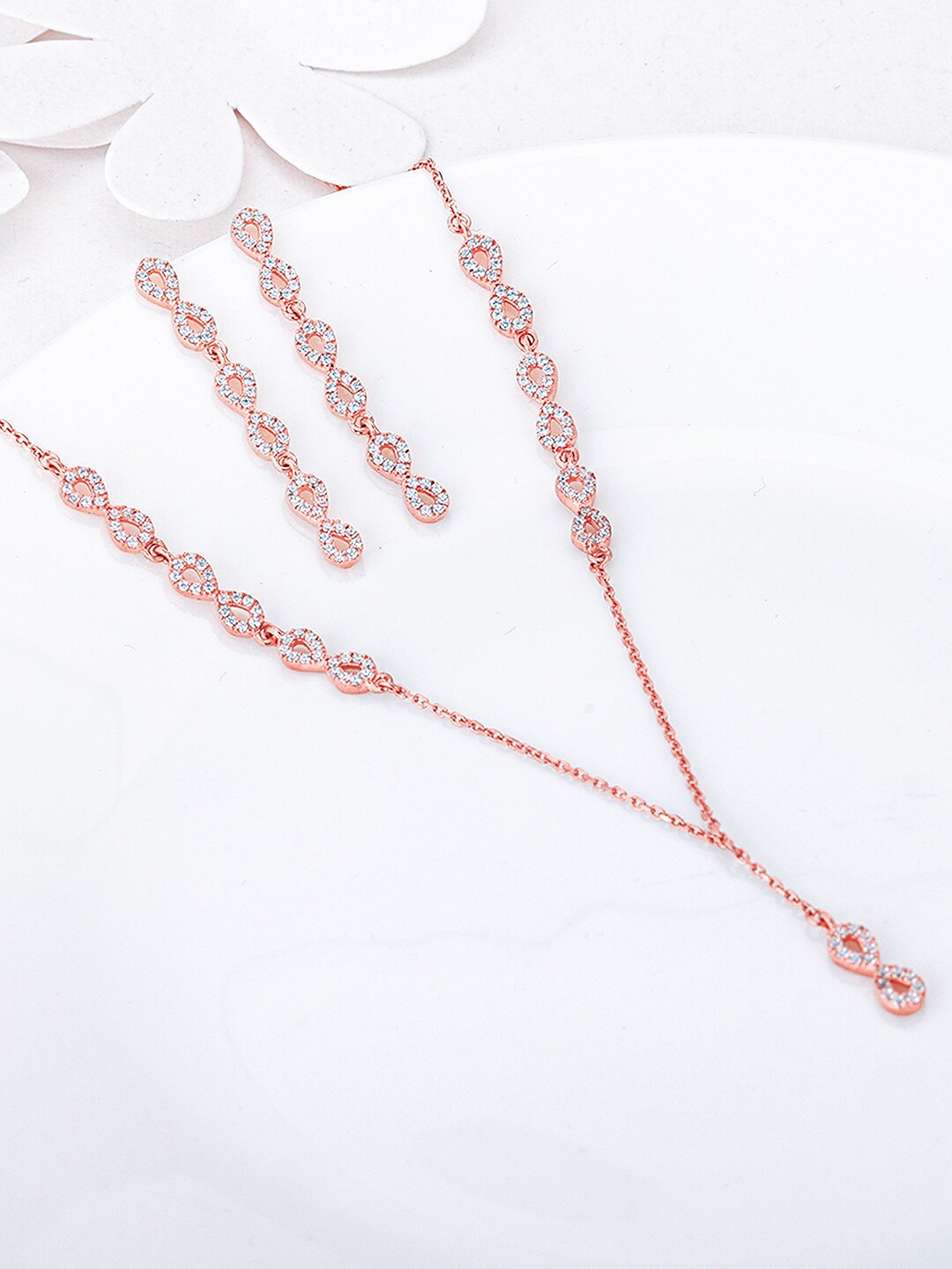 

GIVA 925 Sterling Silver Rose Gold-Plated CZ-Studded Jewellery Set