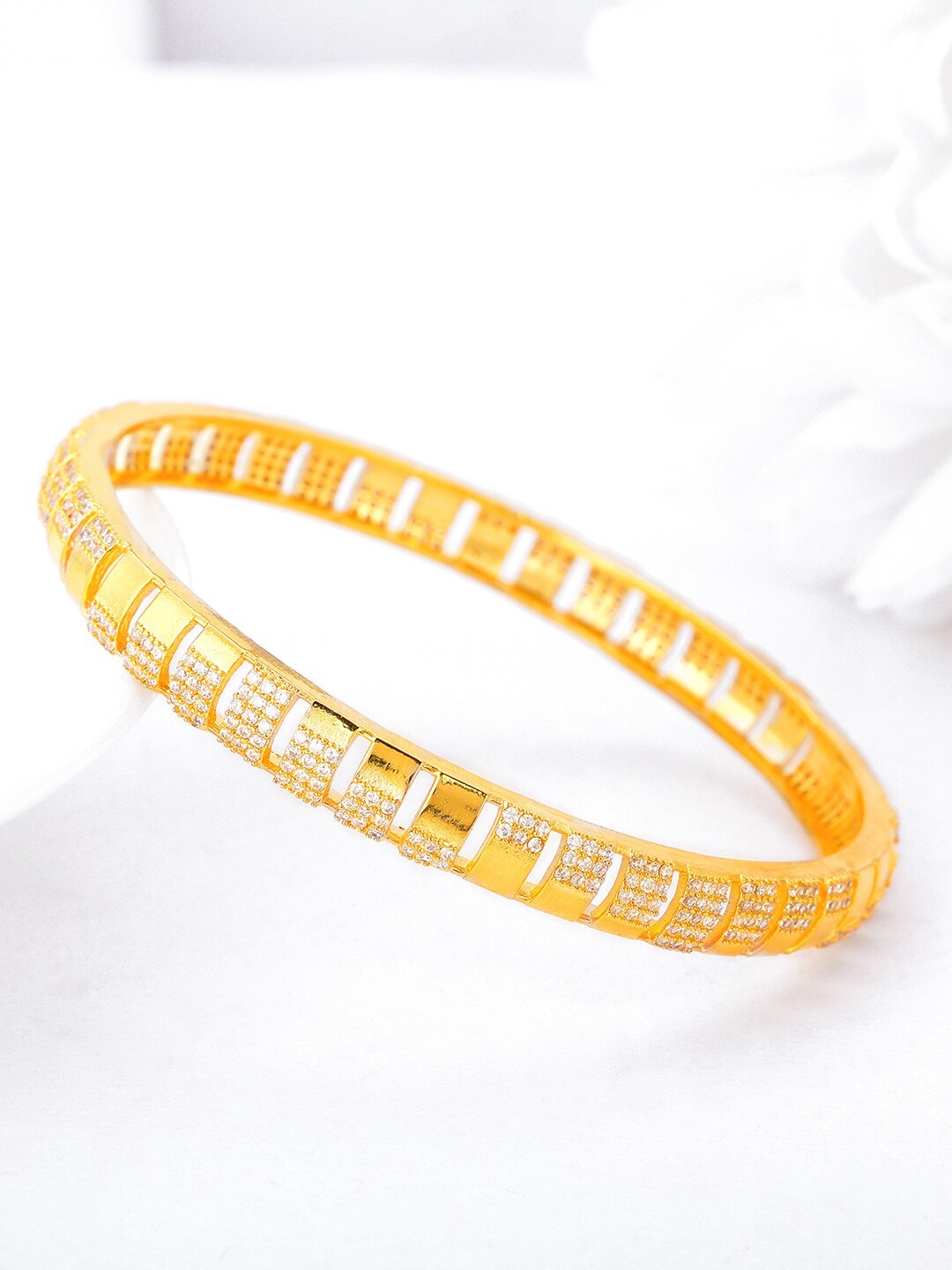 

GIVA 925 Sterling Silver Gold-Plated Stone Studded Bangle
