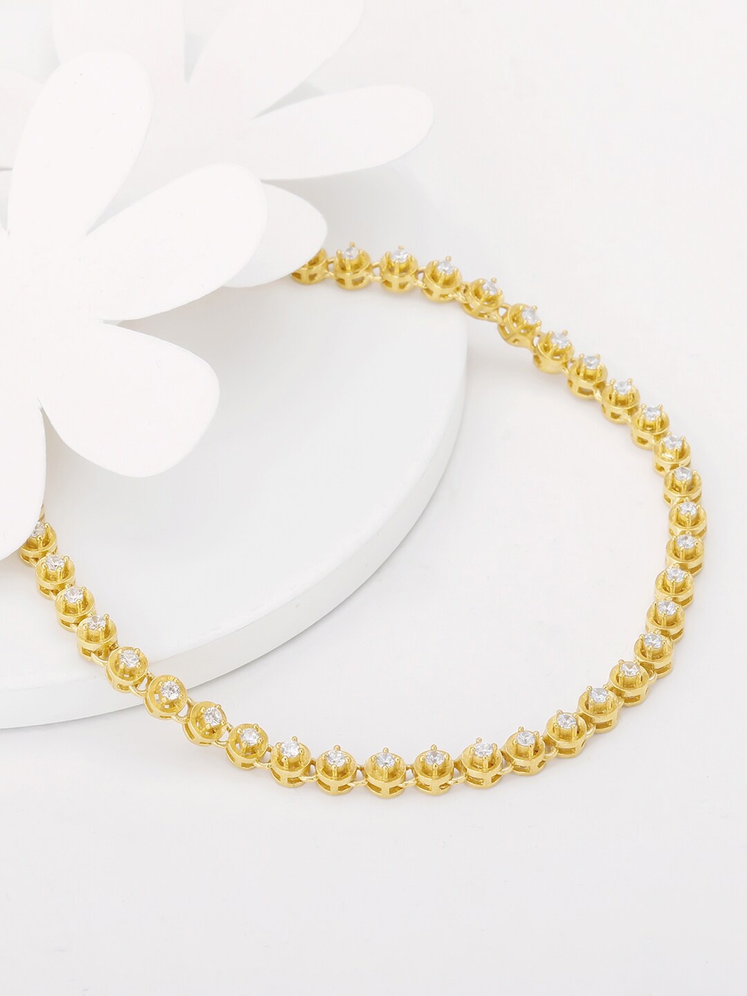 

GIVA 925 Sterling Silver Gold-Plated Stone-Studded Anklet