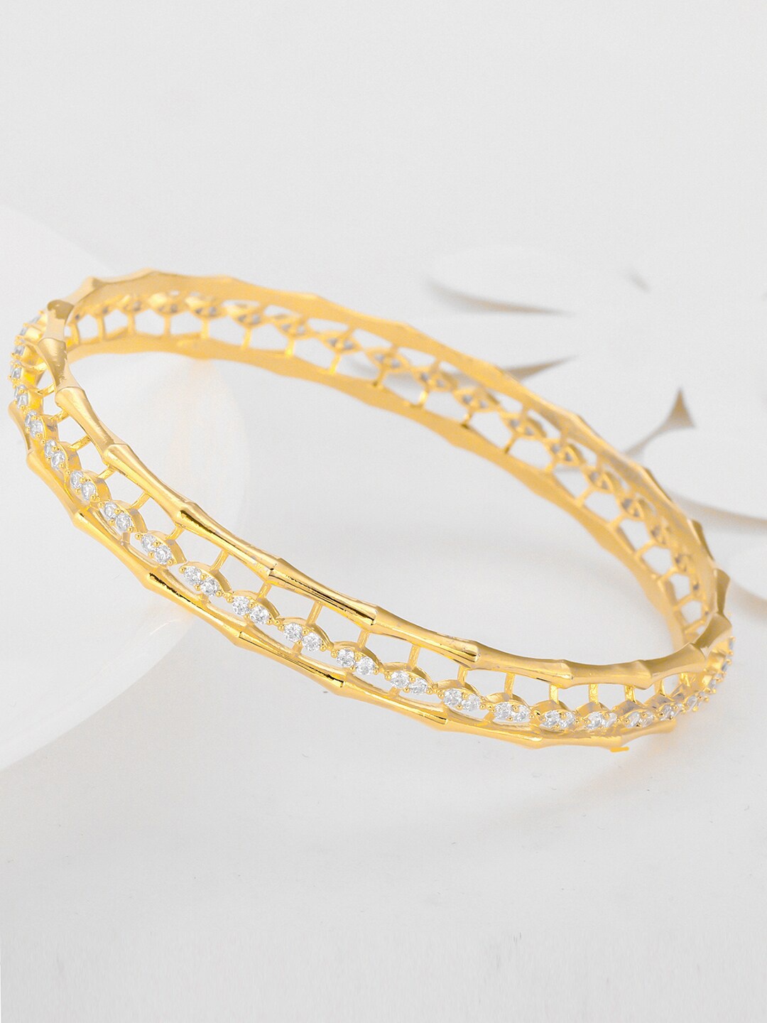 

GIVA 925 Sterling Silver Stone-Studded Bangle, Gold