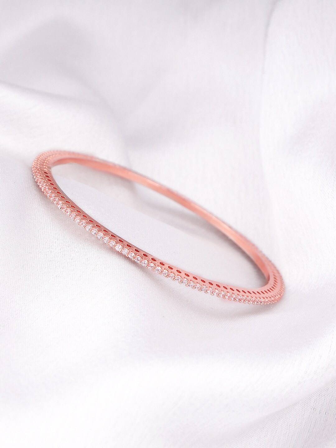 

GIVA 925 Sterling Silver Rose Gold-Plated Stone-Studded Bangles
