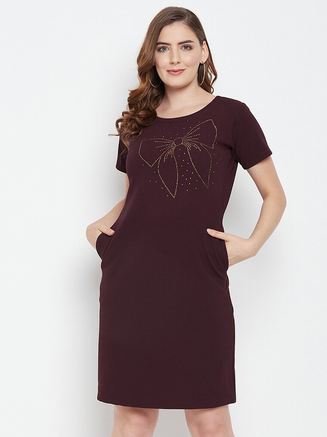 

BAESD Brown Embellished Sheath Dress