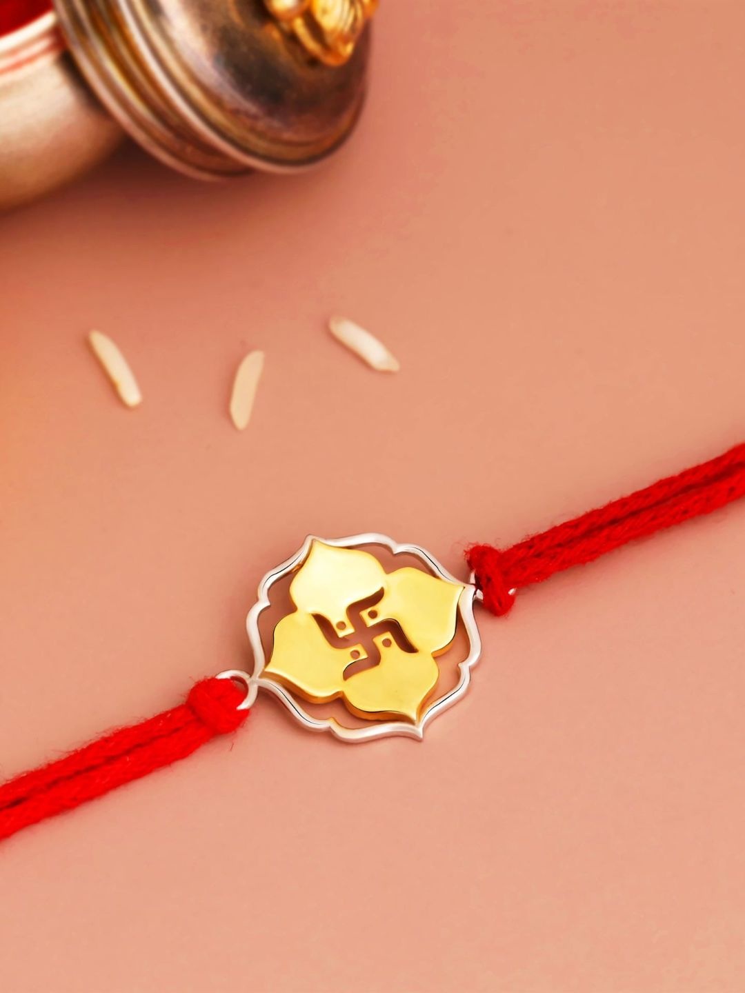 

KUBERBOX 925 Sterling Silver Swastik Charm Rakhi