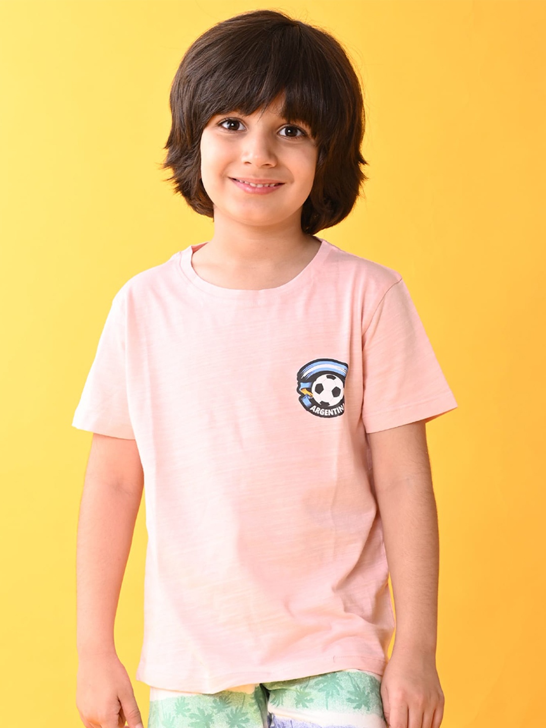 

Anthrilo Boys Round Neck Pure Cotton T-shirt, Peach