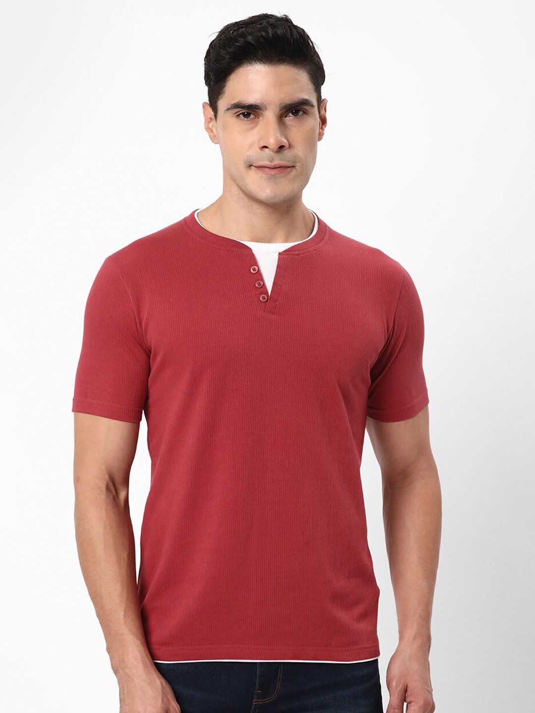 

R&B Round Neck Cotton T-shirt, Pink