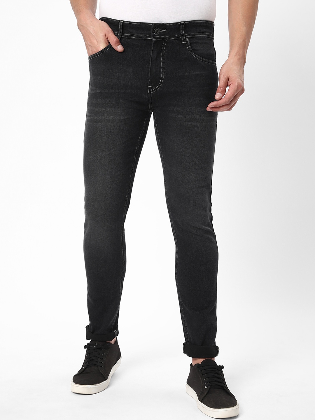 

R&B Men Black Slim Fit Light Fade Clean Look Jeans