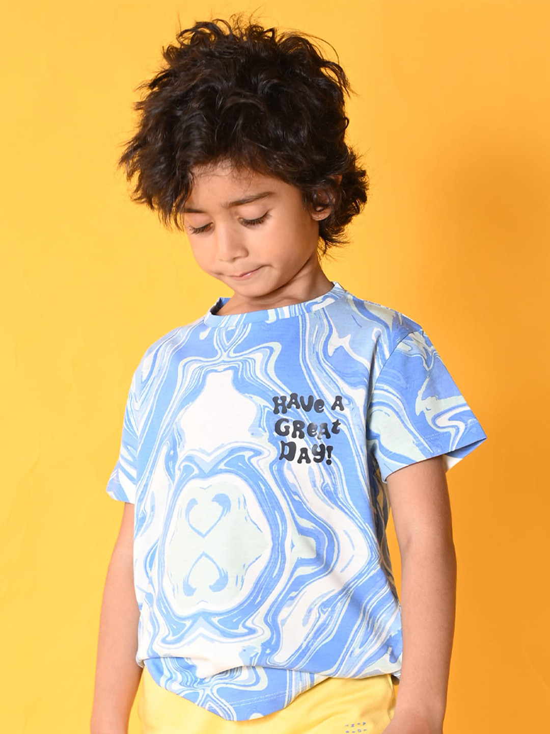 

Anthrilo Boys Abstract Printed Cotton T-shirt, Blue