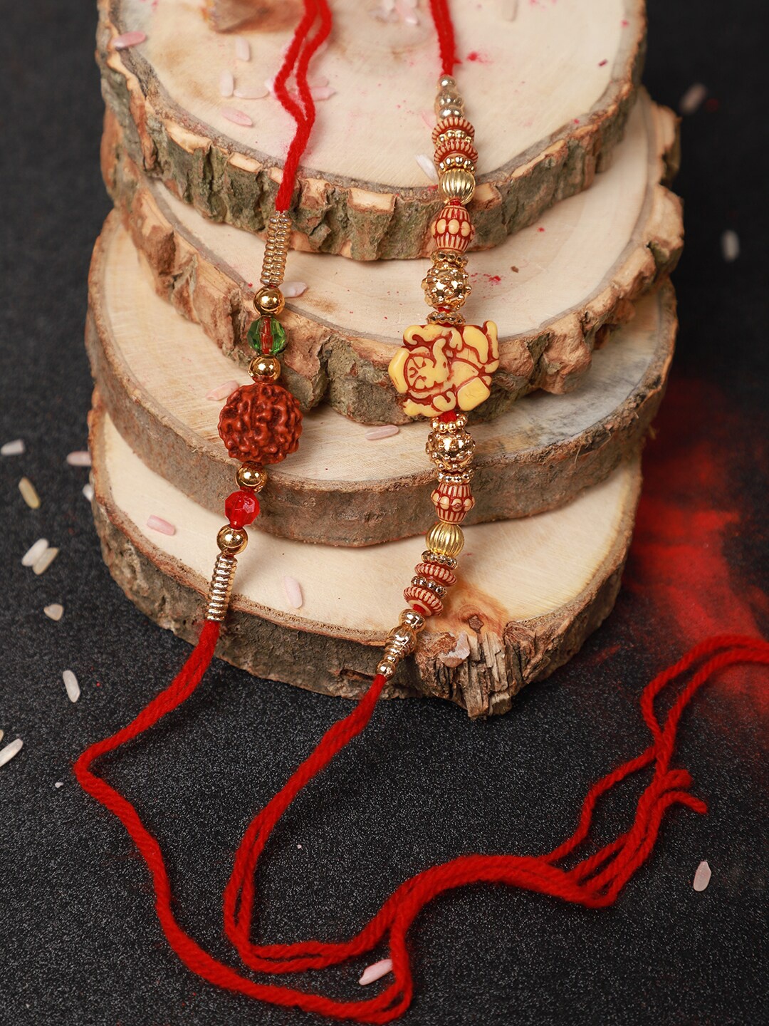 

Anouk Set Of 2 Beaded Rakhi, Red
