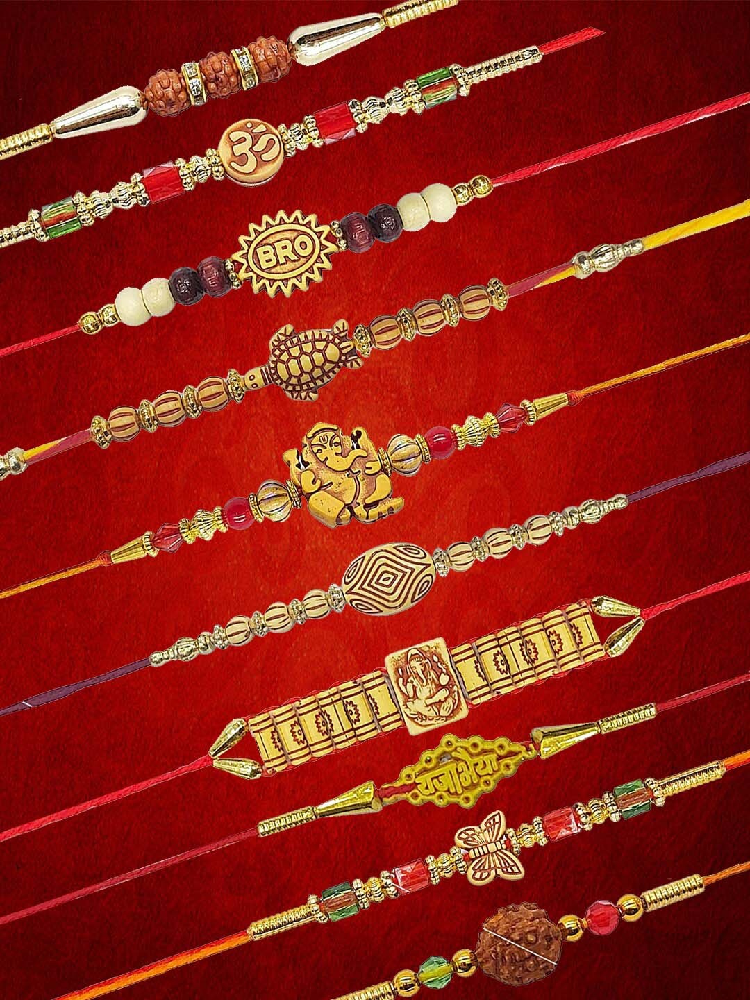 

Anouk Unisex Set Of 10 Beaded Rakhi, Multi