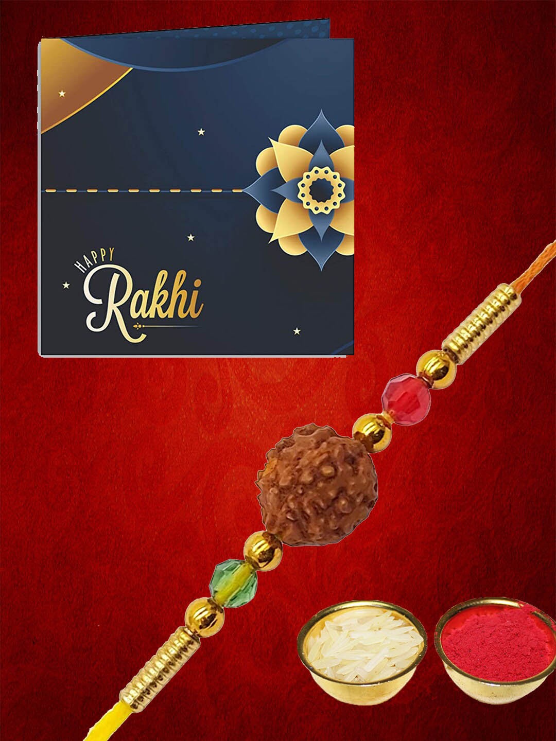 

Anouk Unisex Beaded Thread Rakhi, Gold