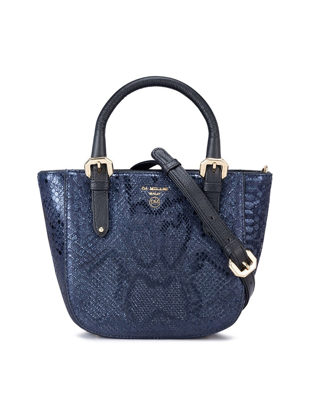 

Da Milano Textured Leather Half Moon Handheld Bag, Blue