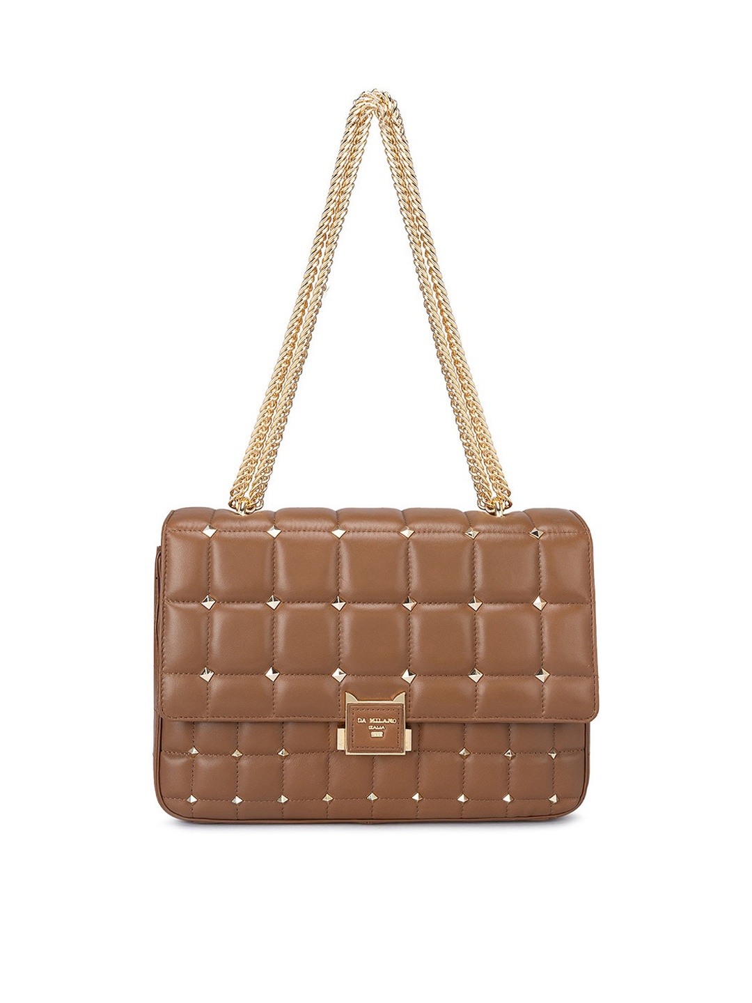 

Da Milano Embellished Leather Structured Shoulder Bag, Brown