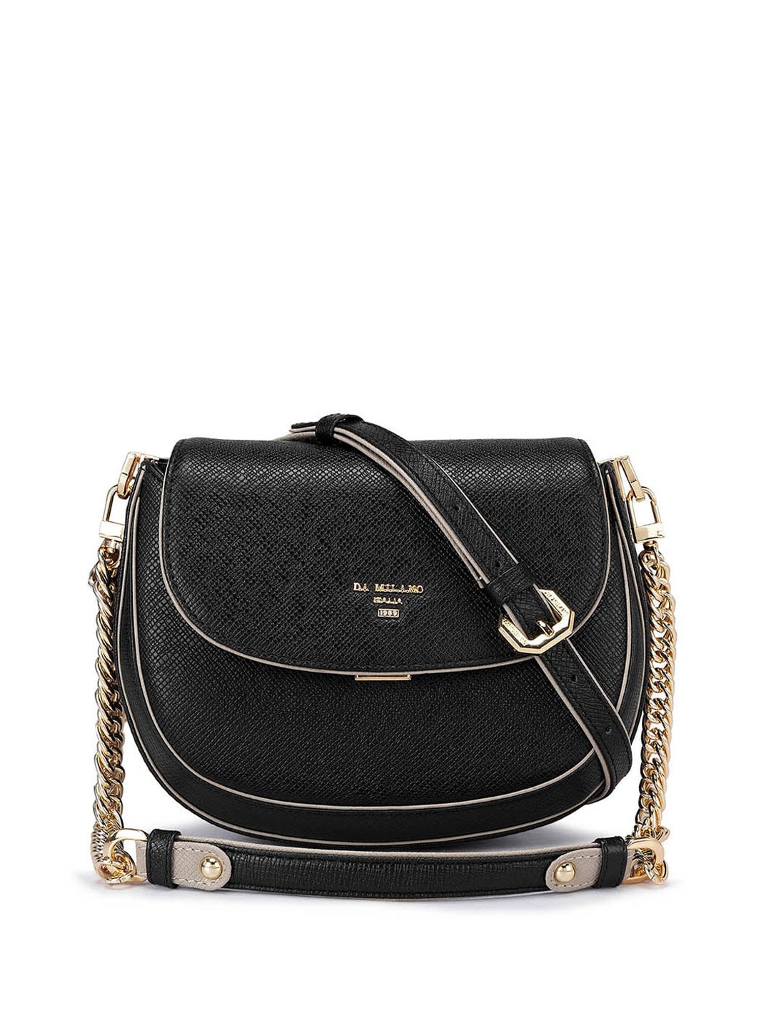 

Da Milano Leather Half Moon Sling Bag, Black
