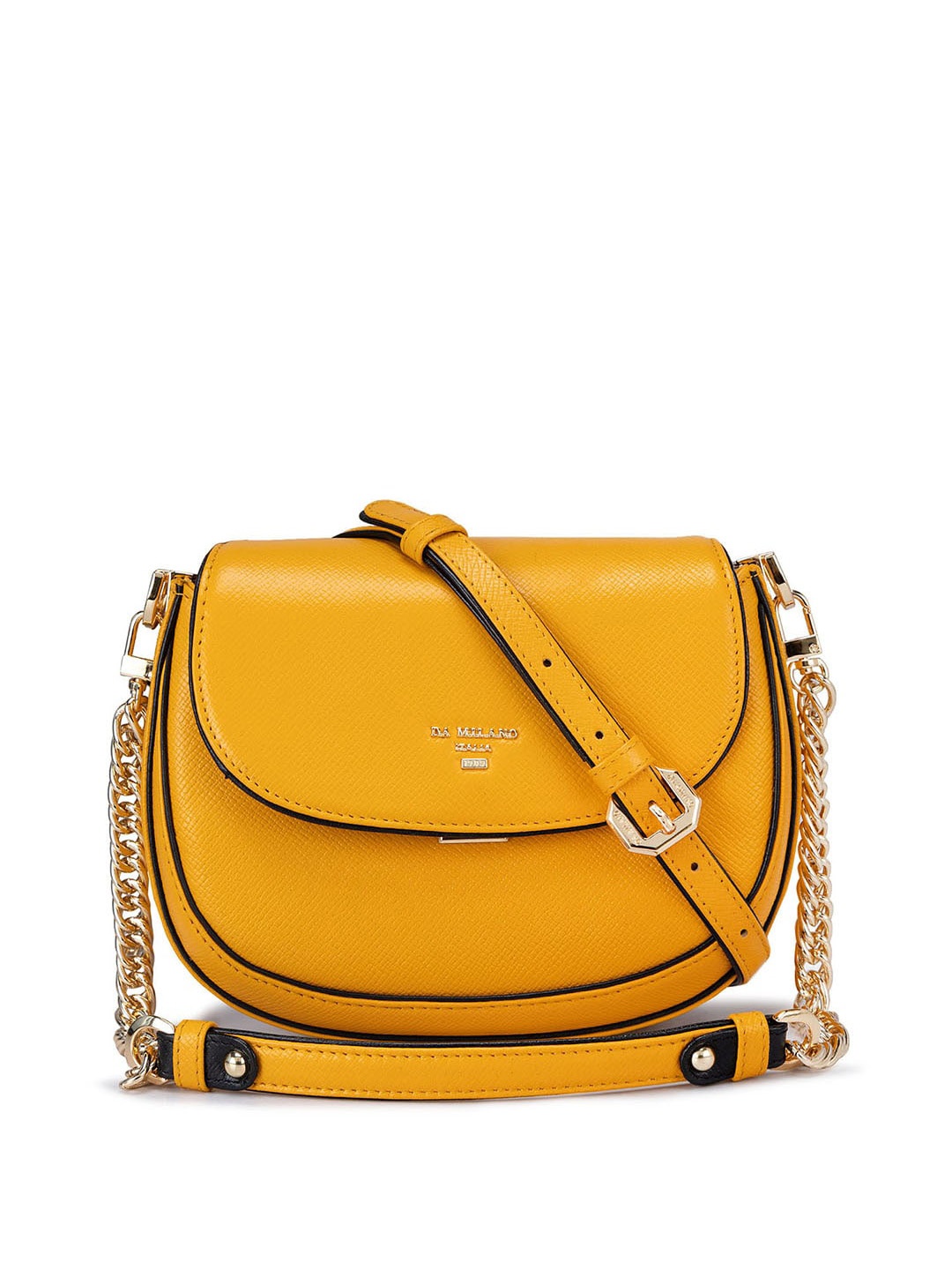

Da Milano Leather Half Moon Sling Bag, Yellow