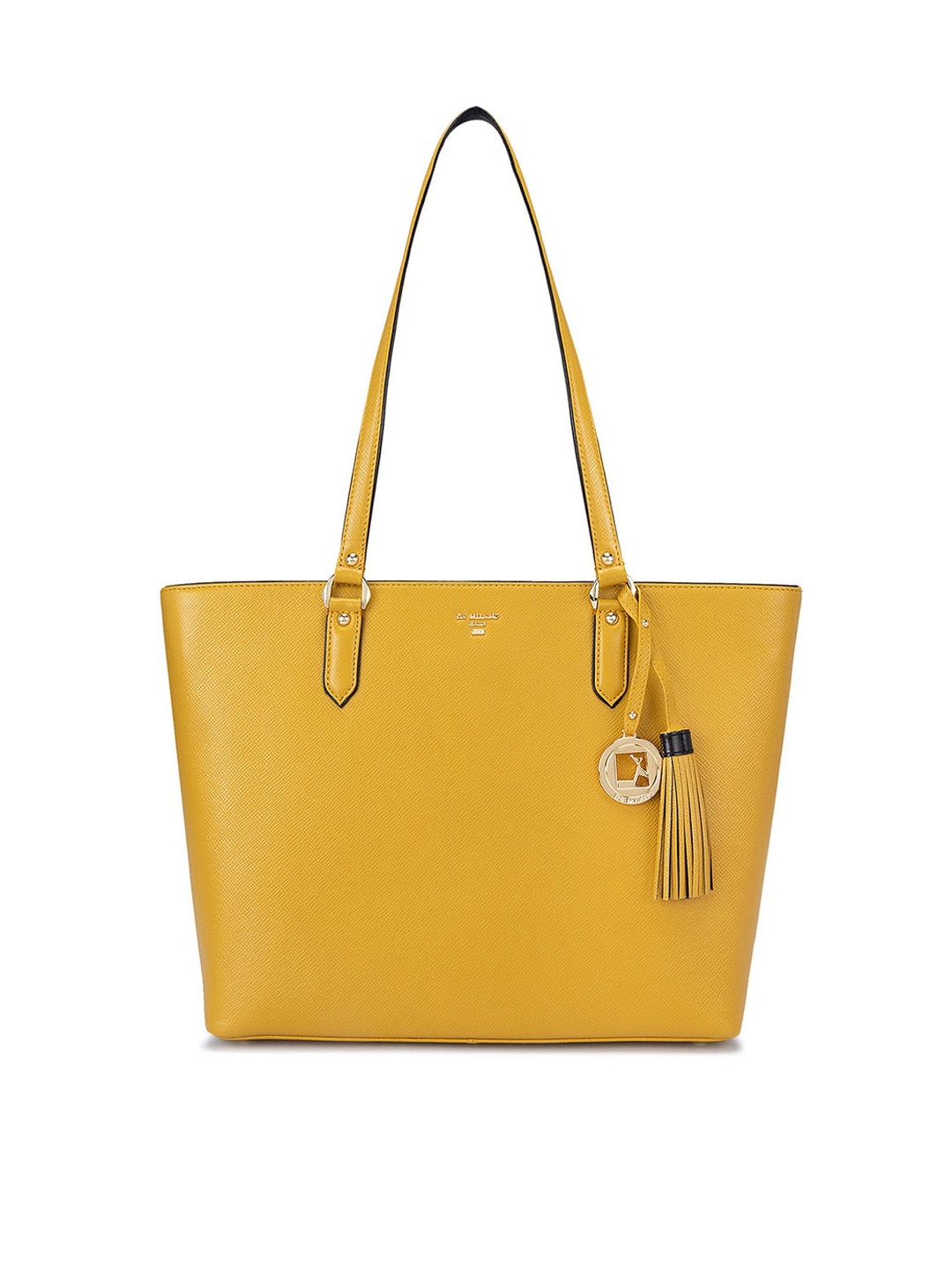 

Da Milano Structured Tasselled Leather Oversized Shoulder Bag, Yellow
