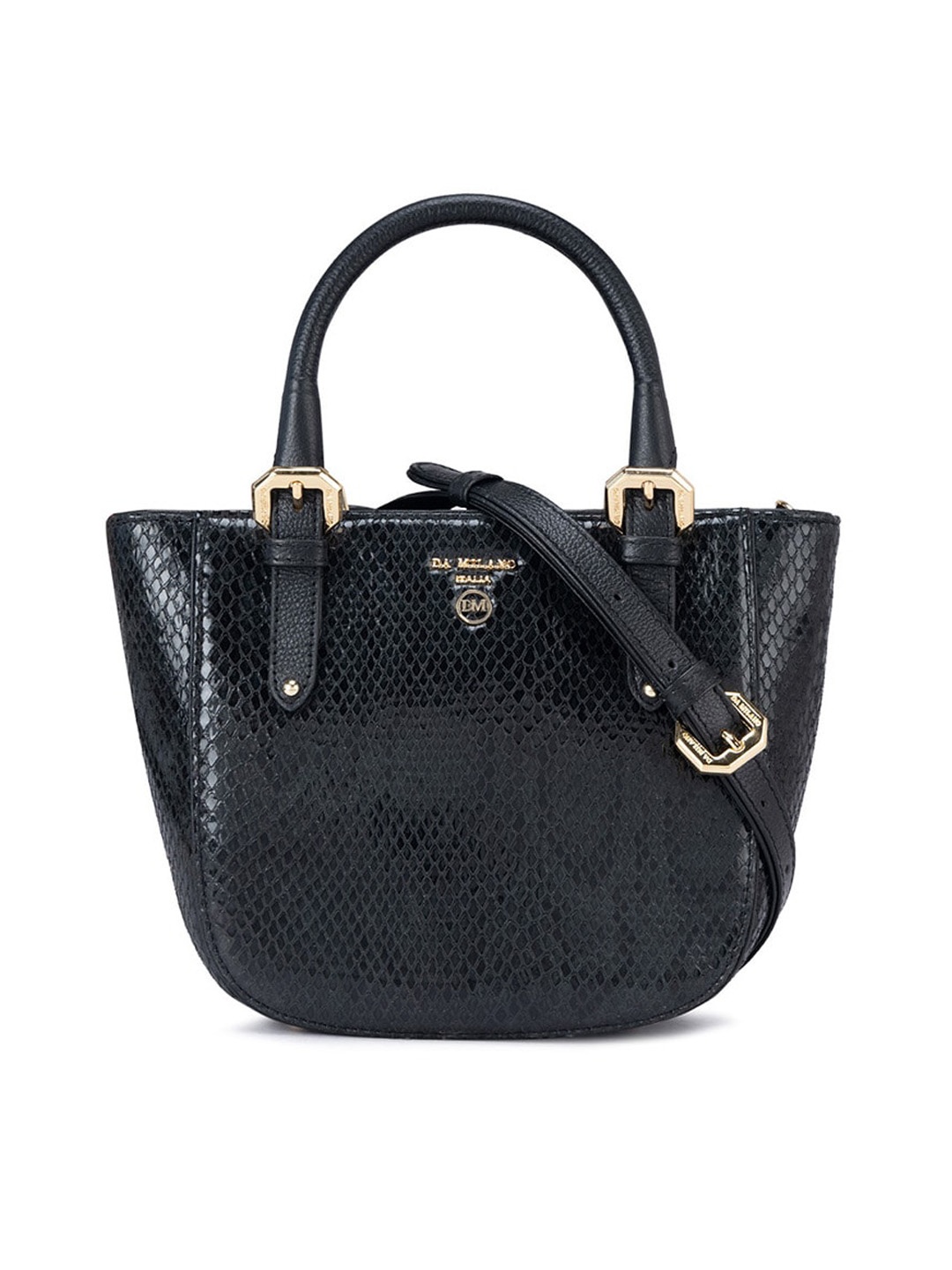 

Da Milano Leather Structured Handheld Bag, Black