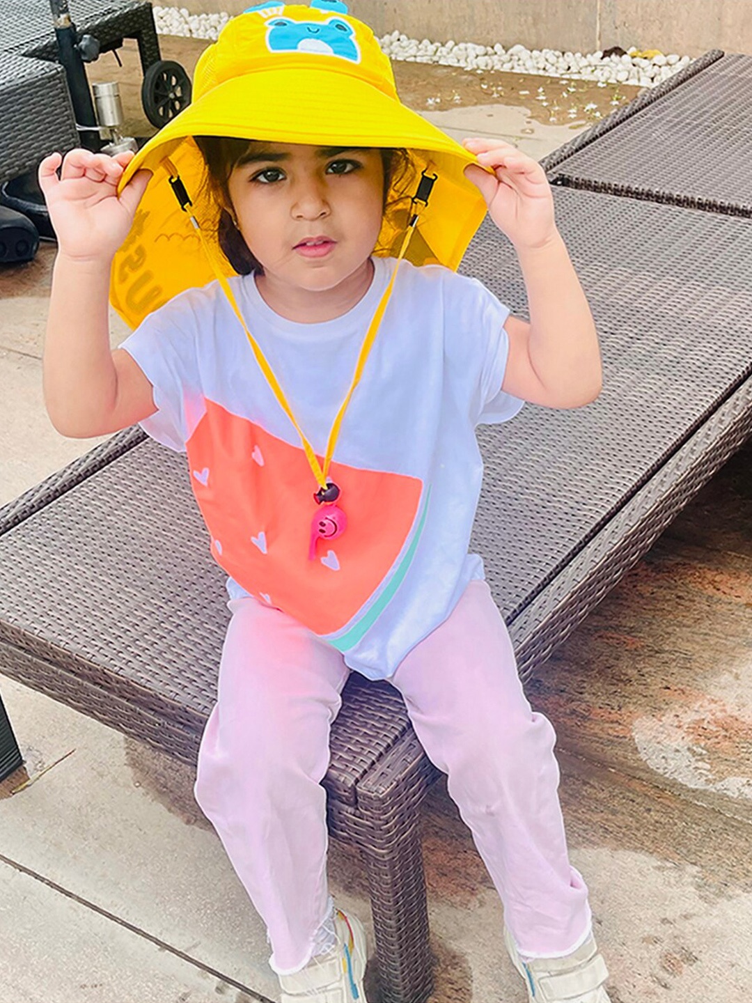 

Little Surprise Box LLP Kids Summer Hat With Wide Neck Flap, Yellow