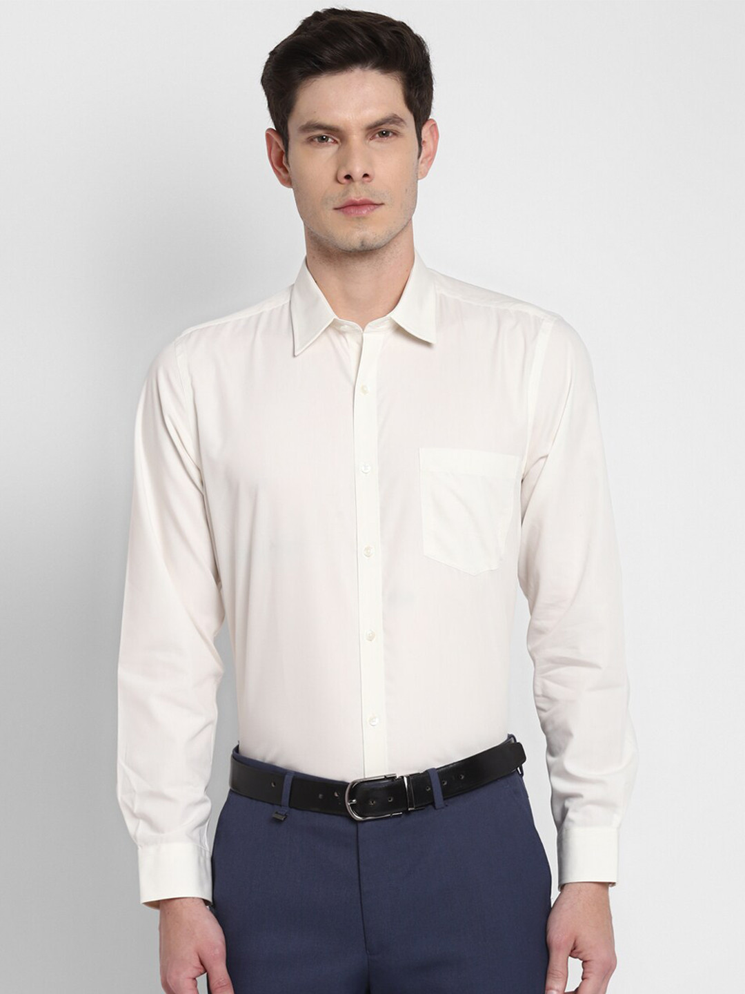 

Turtle Modern Opaque Pure Cotton Formal Shirt, Cream