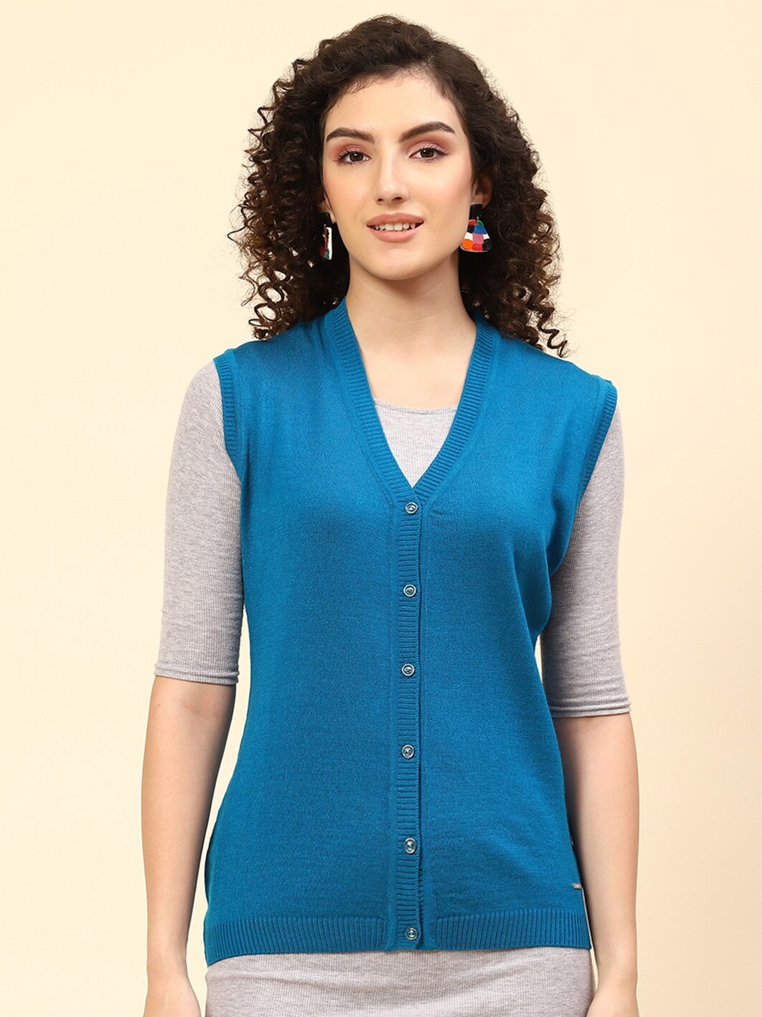 

Monte Carlo V-Neck Sleeveless Cardigan Sweater, Blue