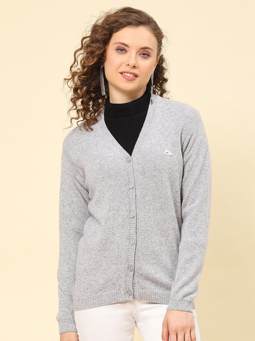 

Monte Carlo V-Neck Woollen Cardigan, Grey