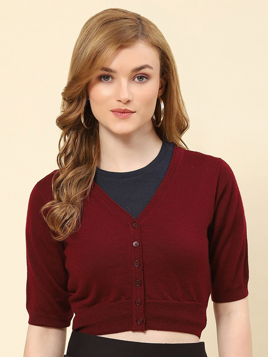 

Monte Carlo Woollen Crop Sweater Vest, Maroon