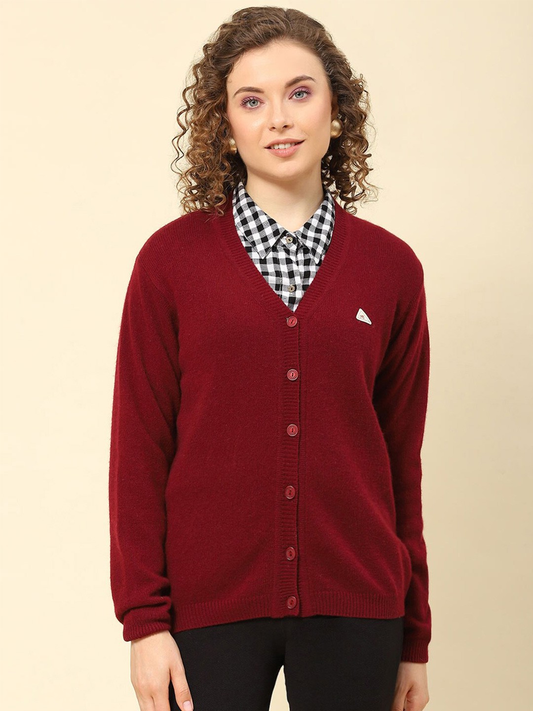 

Monte Carlo V-Neck Woollen Cardigan, Maroon
