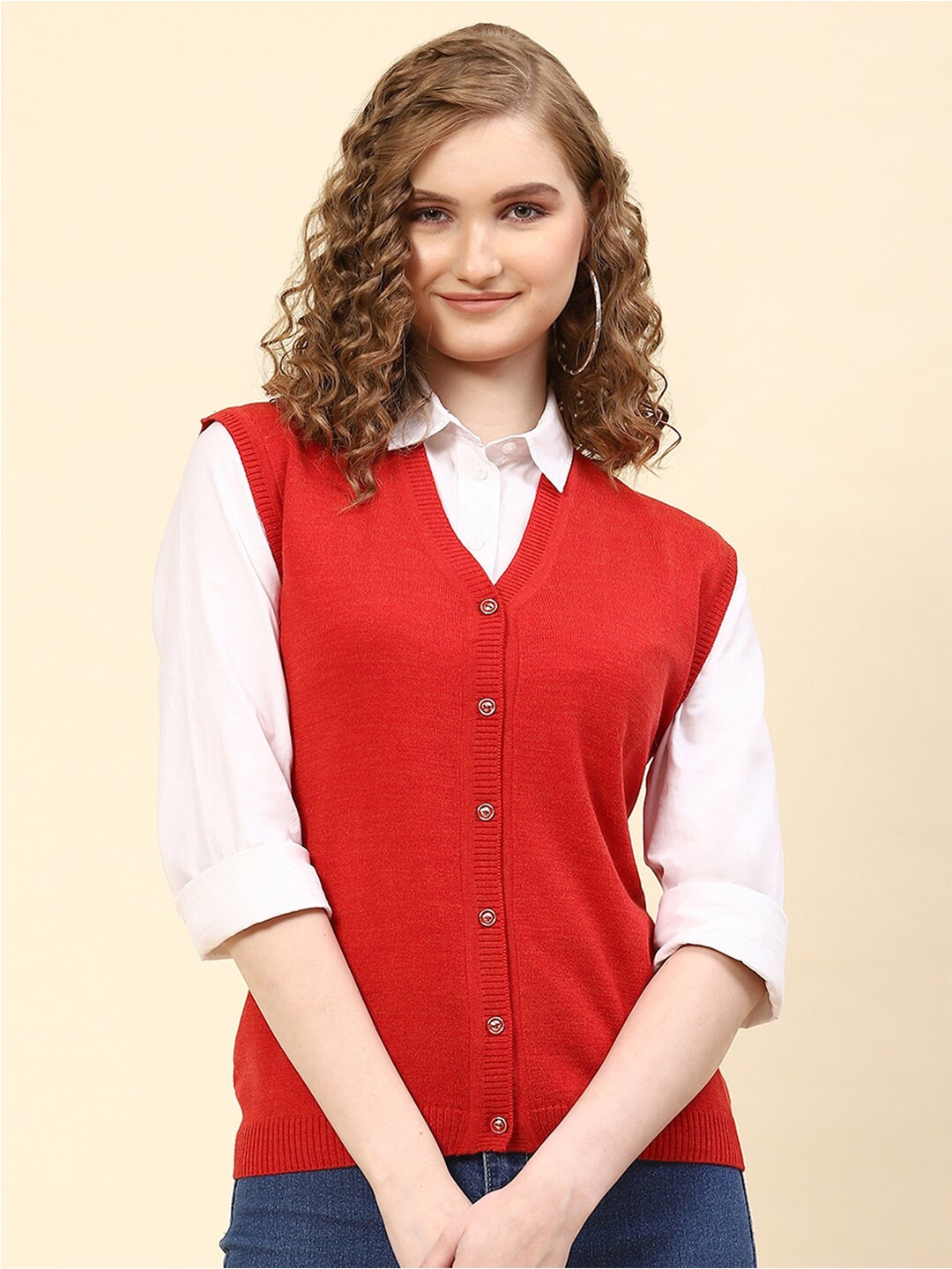

Monte Carlo V-Neck Woollen Cardigan, Red