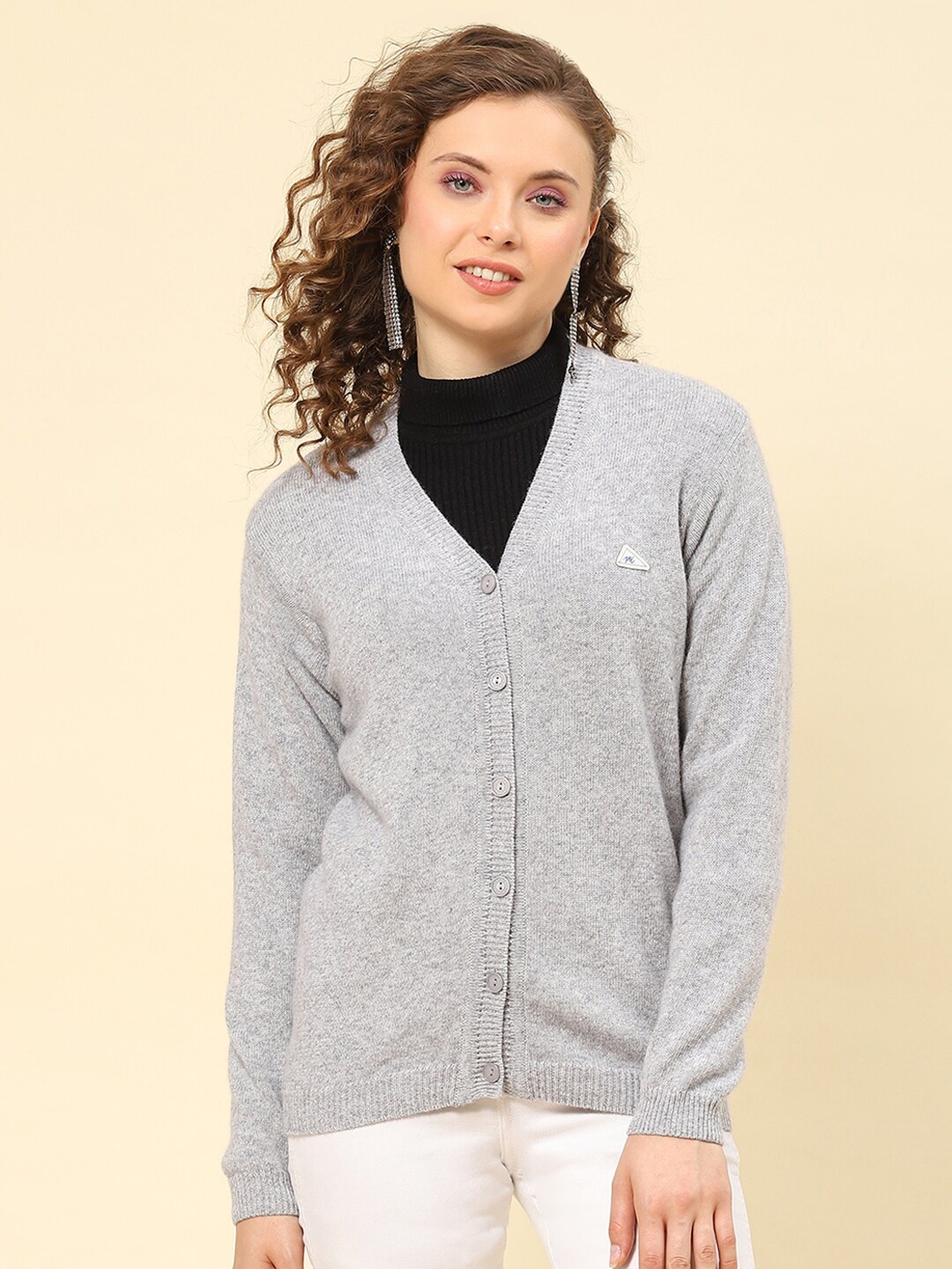 

Monte Carlo V-Neck Woollen Cardigan, Grey