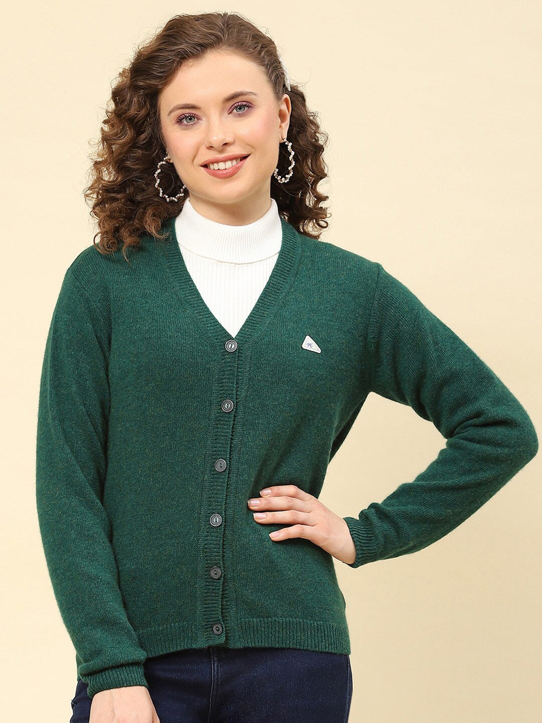 

Monte Carlo V-Neck Woollen Cardigan, Green