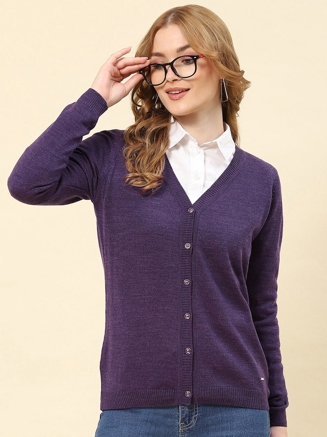 

Monte Carlo V-Neck Long Sleeves Cardigan, Purple