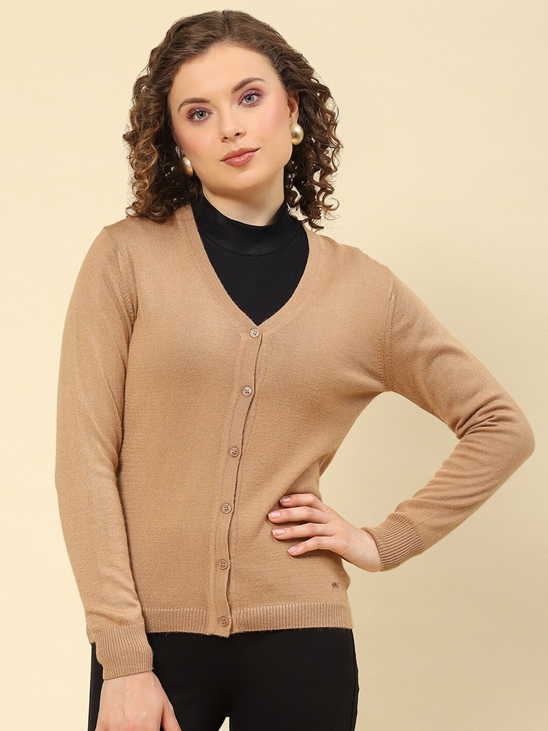 

Monte Carlo V-Neck Long Sleeve Cardigan, Brown