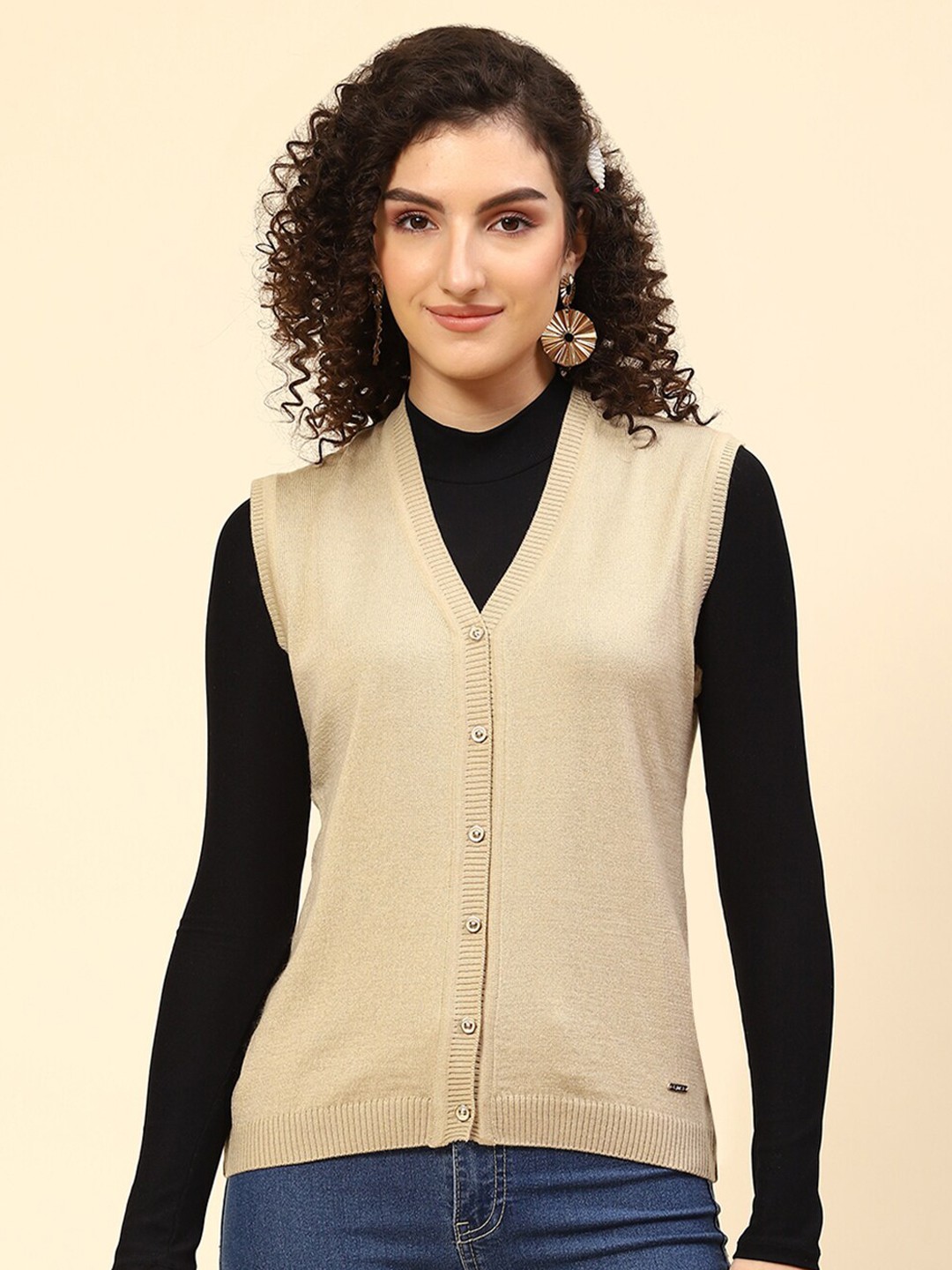 

Monte Carlo V-Neck Woollen Cardigan, Beige