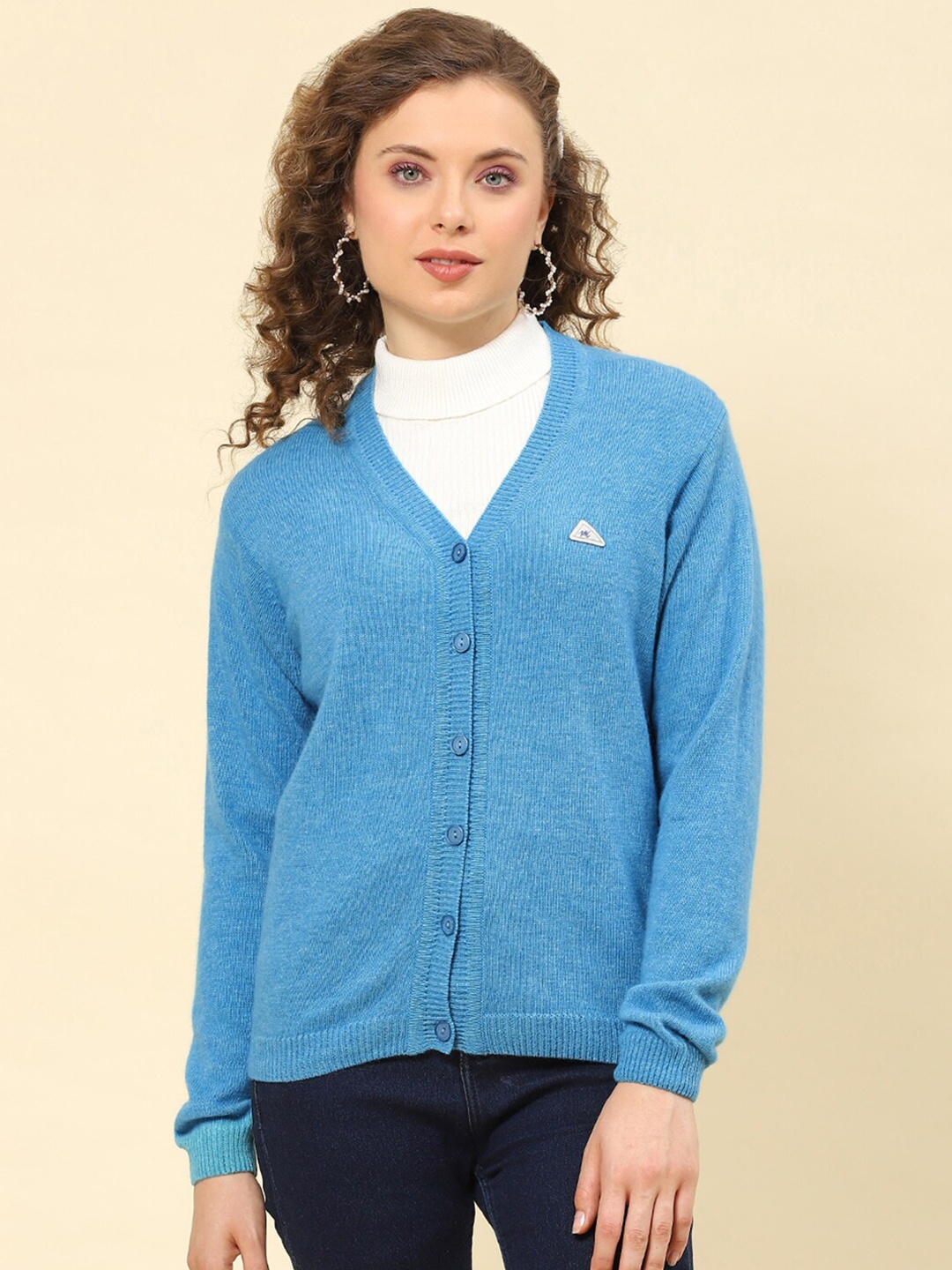 

Monte Carlo V-Neck Woollen Cardigan, Blue