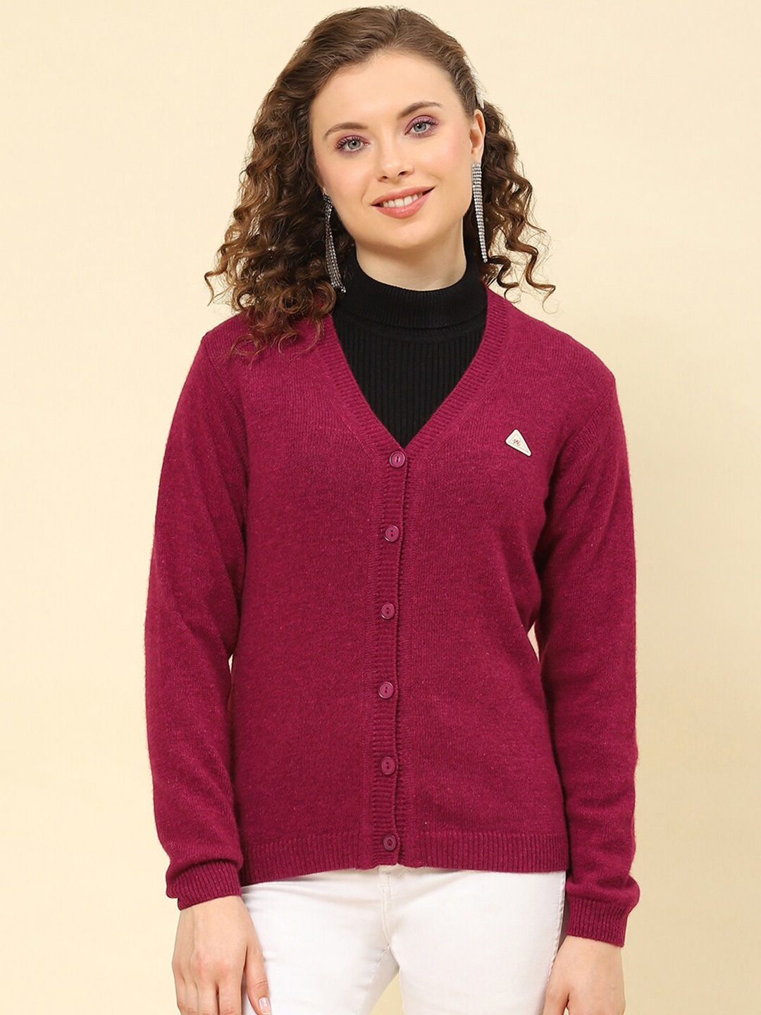 

Monte Carlo V-Neck Woollen Cardigan, Maroon