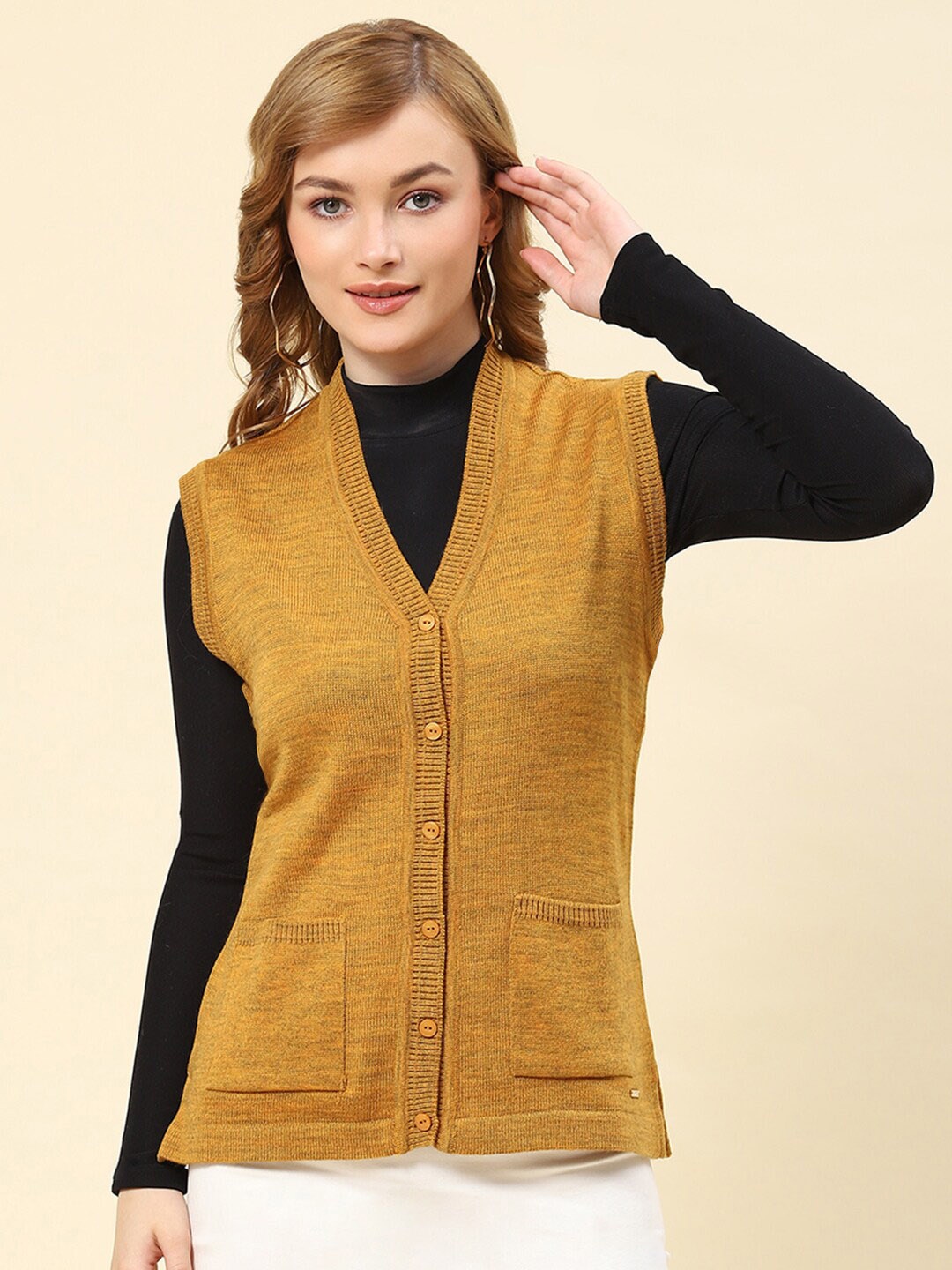 

Monte Carlo Woollen Cardigan Sweaters, Mustard