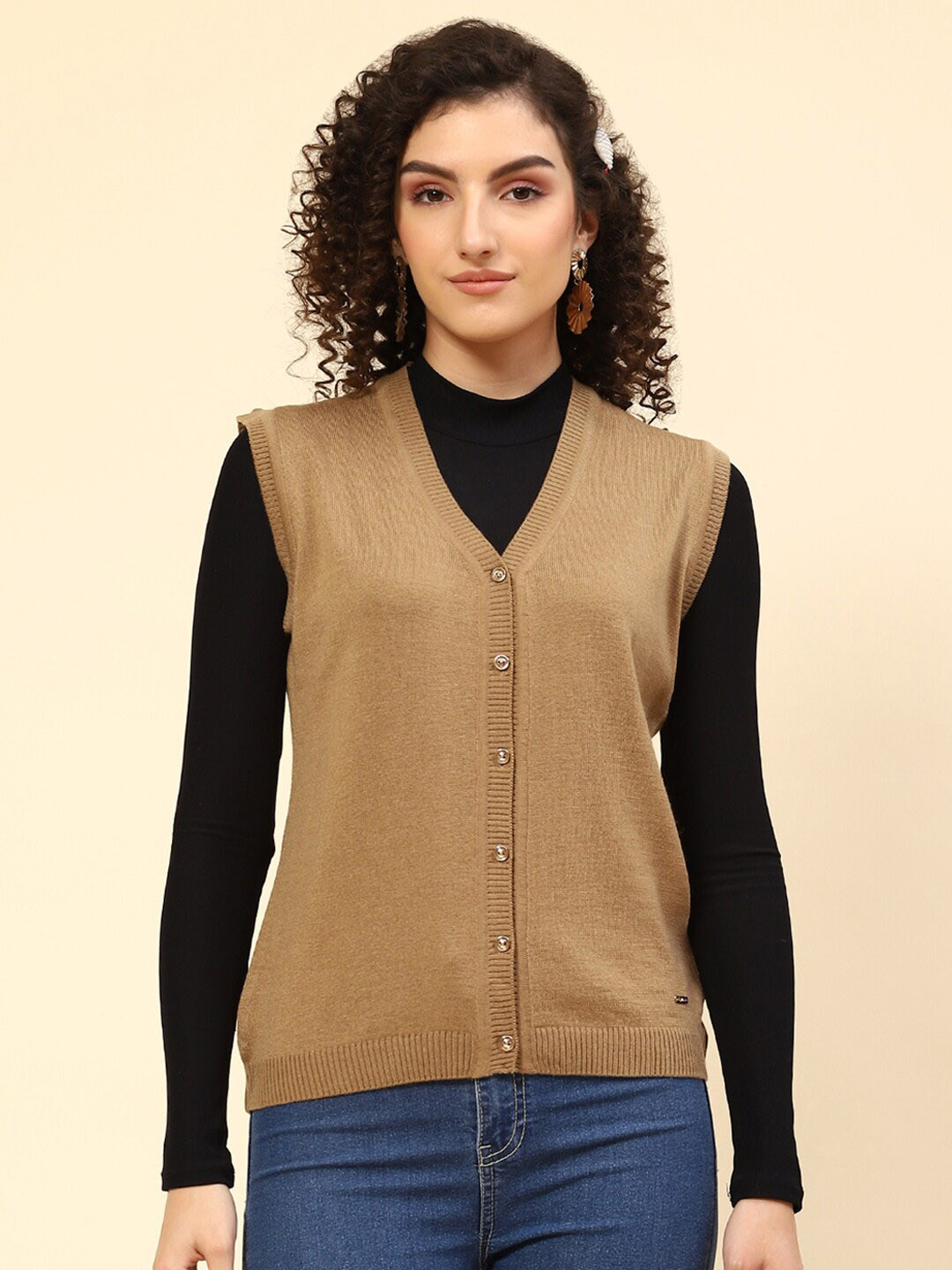 

Monte Carlo V-Neck Woollen Acrylic Cardigan, Brown